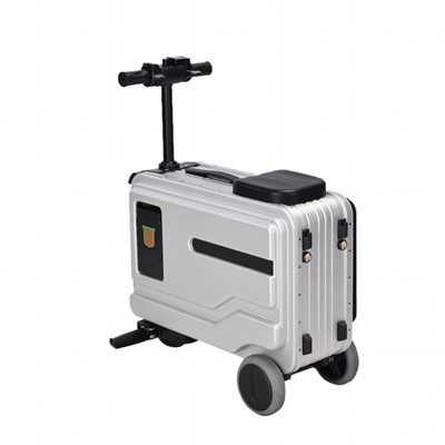 Setzen Sie sich auf einen elektrischen Koffer